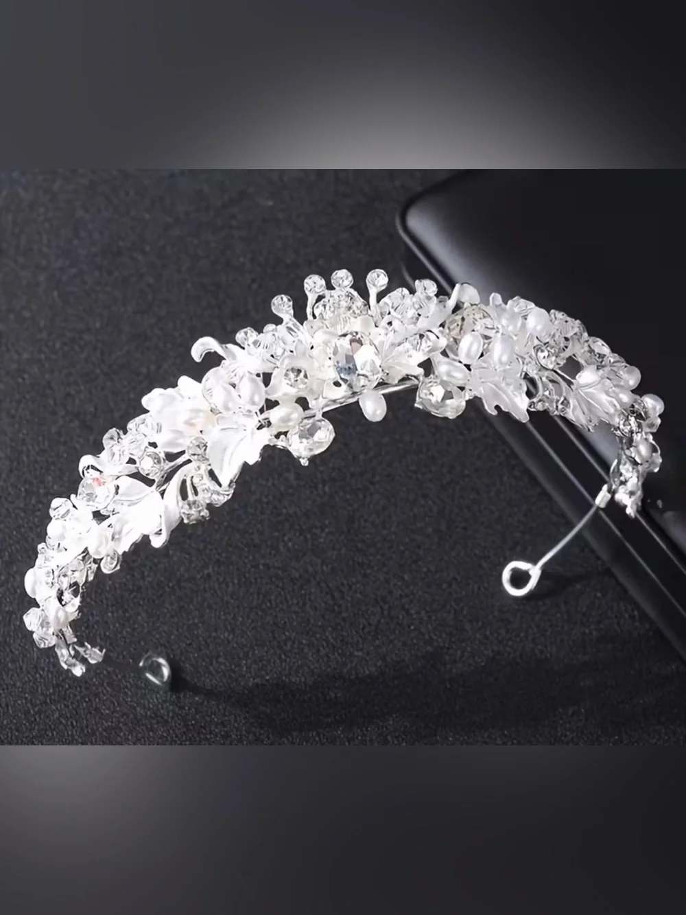 Delicate White Crystal Floral Wedding Headband